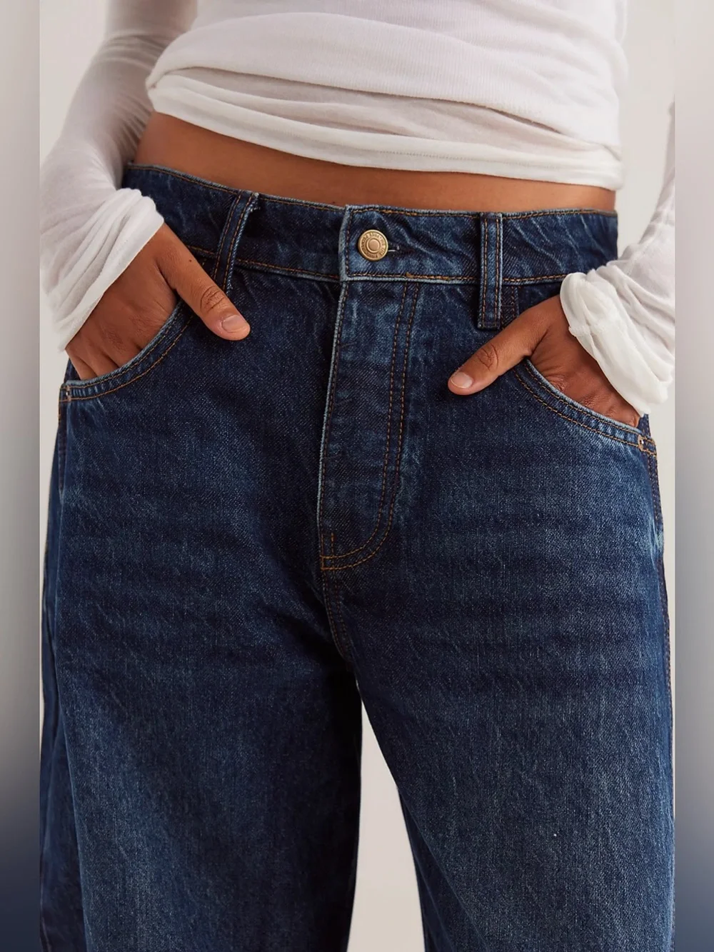 Free People  Good Luck Mid-Rise Barrel Jeans